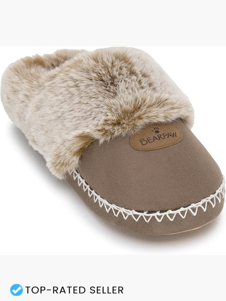 Indoor Microsuede Faux Fur Lined Soft Sole Slippers Skid Resistant Bottom Cozy